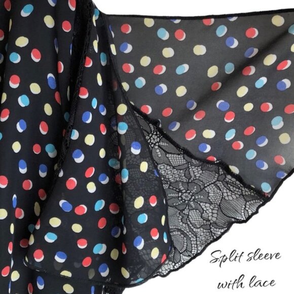 Sangria Polka Dot Dress Size 16W Lace Flutter Sleeve - Picture 7 of 16